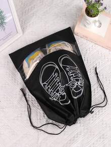 5 PIÈCES Sac de rangement pour chaussures, sac de voyage portable pour chaussures, sac à chaussures en non-tissé, sac à chaussures pour dortoir d'étudiant, sac à cordon pour la poussière, convient pour la maison, les voyages, l'école - Multicolore - Voir 9