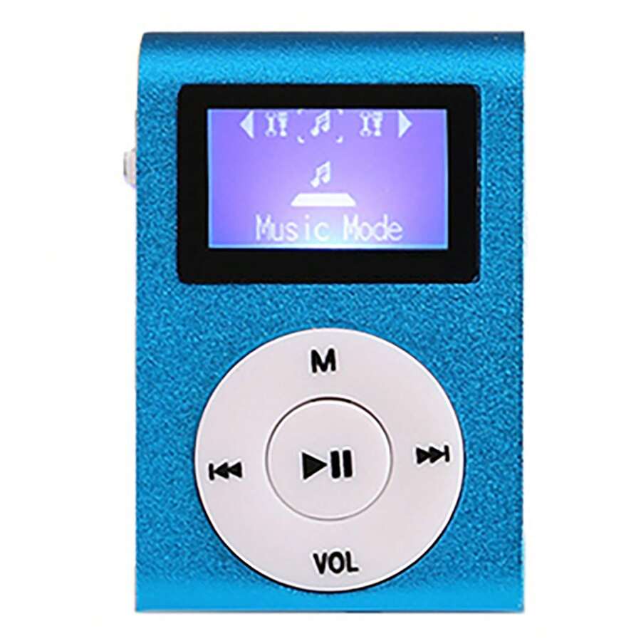 Reproductor de música MP3 con tarjeta de 128 MB de canciones, mini reproductor de música portátil con carcasa de metal para deportes y carreras - Azul - Ver 1