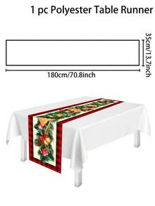 1 tấm khăn trải bàn Giáng sinh, hộp quà Giáng sinh hình người bánh gừng, khăn trải bàn bằng polyester, khăn trải bàn trang trí tiệc Giáng sinh, thích hợp cho trang trí bàn tiệc Giáng sinh mùa đông tại nhà - Nhiều màu - Xem 2