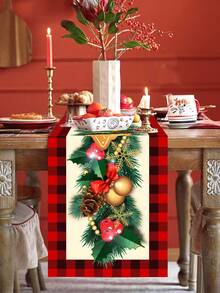 1 tấm khăn trải bàn Giáng sinh, hộp quà Giáng sinh hình người bánh gừng, khăn trải bàn bằng polyester, khăn trải bàn trang trí tiệc Giáng sinh, thích hợp cho trang trí bàn tiệc Giáng sinh mùa đông tại nhà - Nhiều màu - Xem 6