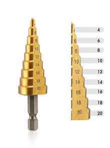 STONEGO Titanium Coated Step Drill Bit - 1/4" Hex Shank, HSS Cone Hole Cutter In Sizes 4-12mm, 4-20mm, 4-32mm For Aluminum, Insulating Board, PVC Board, And Wood,Tool Accessories