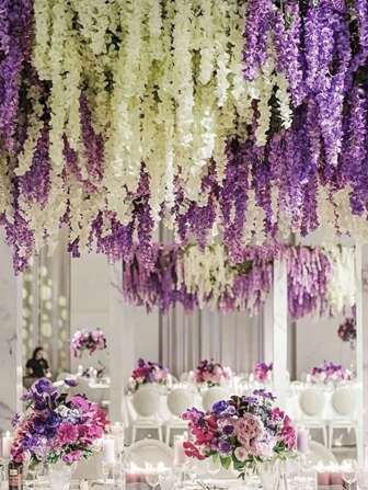 10Pcs/Pack Artificial Wisteria, Vine Garlands, Party Home Decor Green Wall Ceiling Floral Decor, Perfect Wedding Hanging Decor, Perfect Party, Home, Garden, Wall Decor, Valentine Day, Gift Gifts Birthday Graduation,Fake Plants