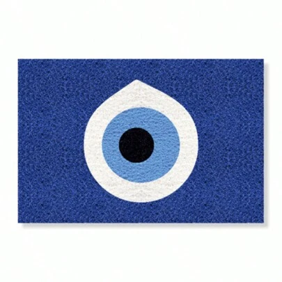 Tapete de Entrada Capacho Olho Grego, Olho Turco, Boa Sorte, Afasta Mau Olhado