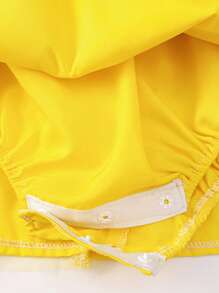 女婴泡泡袖连体衣公主风派对连衣裙 - 黃色 - 查看 9