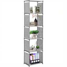6 Tier 5 Cubes Modern Book Shelves Storage Shelf Tall Narrow Bookcase Display Unit Organizer Cube Display Shelves For Living Room, Bedroom