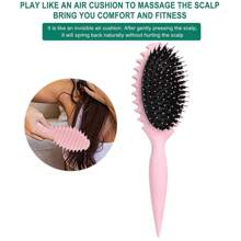 1Pack Curl Defining Brush For Women - Scalp Massaging Soft Bristle Hair Brush For Detangling And Styling - With Air Cushion Comb And Non-Slip Handle - Portable All-Purpose Hair Comb Purple - Multicolor - View 4