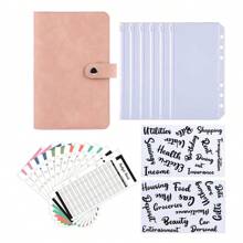 A6 Faux Leather Button Closure Loose Leaf Binder With Cash Envelope Pockets & Replacement Storage Bag, Ideal For Budgeting And Saving In Daily Life Or Traveling, For Planners And Money Savers, Including Notebook Inserts Back To School,Back To School,School Supplies,Savings Plan,Biweekly Savings Plan,10000 Savings Plan,Savings Strategy