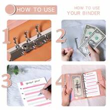 A6 Faux Leather Button Closure Loose Leaf Binder With Cash Envelope Pockets & Replacement Storage Bag, Ideal For Budgeting And Saving In Daily Life Or Traveling, For Planners And Money Savers, Including Notebook Inserts Back To School,Back To School,School Supplies,Savings Plan,Biweekly Savings Plan,10000 Savings Plan,Savings Strategy