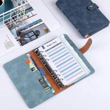 A6 Faux Leather Button Closure Loose Leaf Binder With Cash Envelope Pockets & Replacement Storage Bag, Ideal For Budgeting And Saving In Daily Life Or Traveling, For Planners And Money Savers, Including Notebook Inserts Back To School,Back To School,School Supplies,Savings Plan,Biweekly Savings Plan,10000 Savings Plan,Savings Strategy