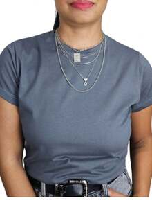 Kit 2 Women's T-Shirts Short Sleeve Crew Neck 100% Cotton - 黑色 - 查看 2