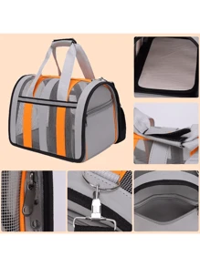 Bolsa De Mascotas Plegable Transportadora Para Gatos Perros - Gris - Ver 4