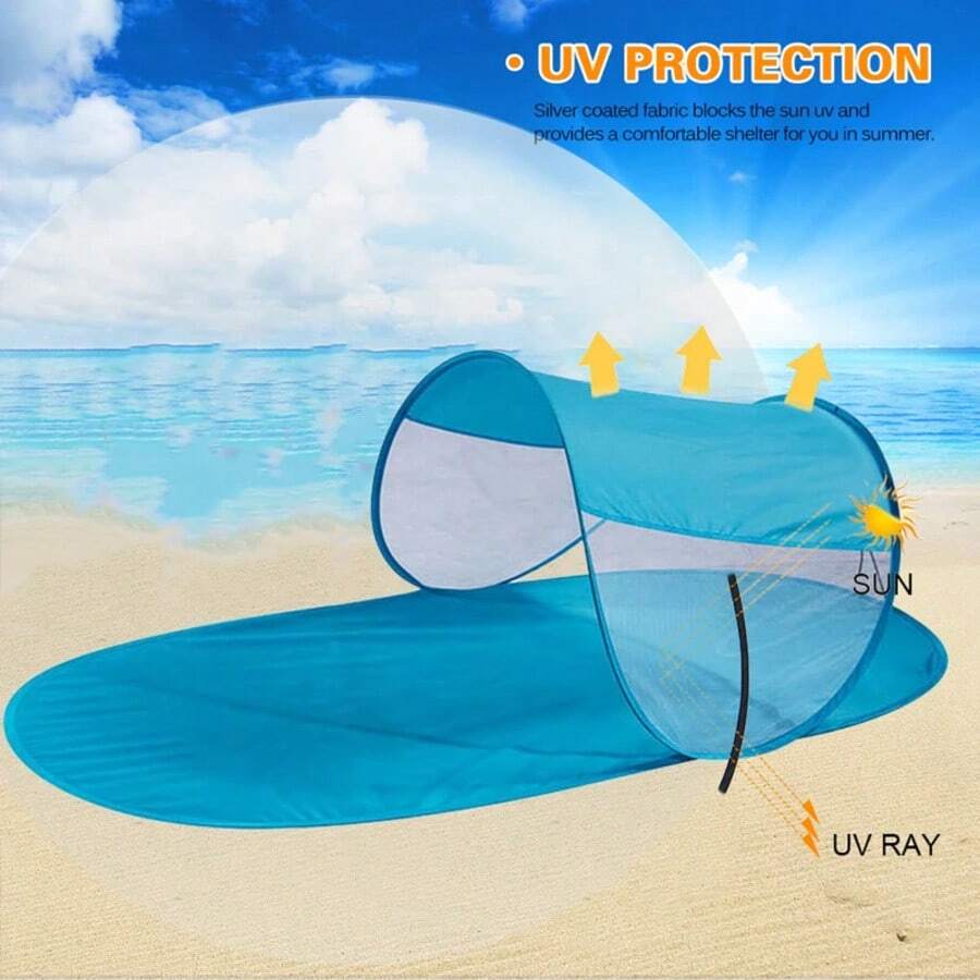 Foldable Tent Awning Sunshade Camping Canopy Sun Shelter For Summer Beach Hiking Camping Natrue Hik E Tent - Blue - View 1