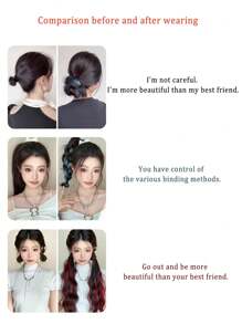 1 pièce Perruque en fibre de polyester pour femmes, désinvolte, de fête et de rue - Chignon autoportant, queue de cheval tie-and-dye, fabricant de chignon mou, Chouchou de perruque pour les déplacements quotidiens, les rendez-vous, l'école, les achats, les voyages, la maison, les rassemblements