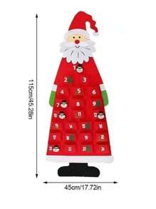 1 Stück Adventskalender aus Filz im Weihnachtsstil 3D Weihnachtsmann Adventskalender mit 24 Taschen Weihnachts-Countdown Ornamente zum Aufhängen für Zuhause, Büro, Tür, Wanddekoration, ein ideales Geschenk