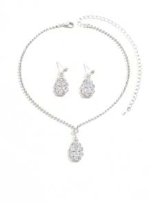 1 Set de joyas con collar y aretes con cristales de circonita completos y brillantes, apropiado para uso diario, fiestas y vestimenta de noche para mujeres