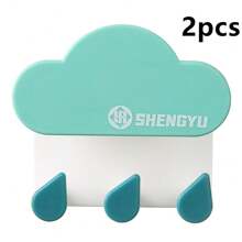 2个云朵和水滴挂钩，浴室免钻，强力承重粘性挂袋，钥匙配件，无痕粘性挂钩，浴室门厅，卧室，衣柜挂钩 - 彩色 - 查看 14