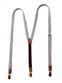 1 件男士棕色人字形 3 夹式吊带和背带适用于复古英伦风格防滑裤万圣节外出装婚礼派对和礼物万圣节配饰，万圣节服装秋冬配饰万圣节服装，适合青少年、青年、男士、休闲、户外、运动、度假、毕业礼物、生日、日常穿着