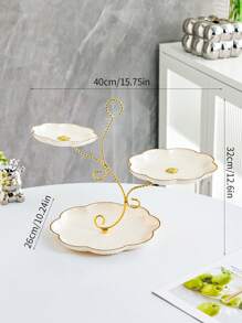 1pc Elegant Flower Shaped 3-Tier Dessert Stand, Suitable For Fruit Display, Family Parties & Candy Bar Christmas Gift - Multicolor - View 10