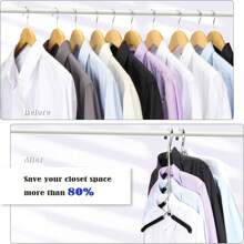 Multifunctional Clothes Hanger, Traceless Sponge Hanger, 360 Degree Rotating Clothes Hanging Rack, Multi-Layer Space-Saving Clothes Support, T-Shirt Drying Rack, Wardrobe Organizer, Bedroom Dorm Accessories, Storage And Organization Decorations Decor Festival Decor Room Decor Home Decor Decor Bedroom Decor Dress Pants Shoes Jeans Boots Skirt,Spring,Minimalist,Summer Tops - Black - View 6