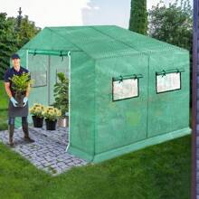 Froadp HDPE+LDPE Film Greenhouse+Galvanized Steel Tubes, With Window, For Tomatoes, Weatherproof, UV Protection (Green) - 3x2x2m - View 8