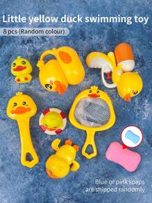 8件儿童洗澡玩具套装 夏季戏水玩具 小黄鸭淋浴洗澡配件 喷水玩具套装 适合男孩女孩 18-24-36个月 部分配件颜色随机 - 彩色 - 查看 10