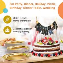 10/20pcs Gold Paper Plates, 7"/9" Foil Gold Disposable Plates, Party Plates Cake Dessert Plates, Tableware Dinnerware Set Supplies For Daily Meals Birthday Baby Shower Holiday Picnic Graduation Wedding Dinner, Christmas Party Christmas Decor Christmas Decorations Christmas Gifts And Decor Decorations S