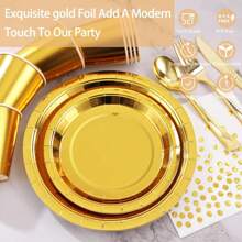 10/20pcs Gold Paper Plates, 7"/9" Foil Gold Disposable Plates, Party Plates Cake Dessert Plates, Tableware Dinnerware Set Supplies For Daily Meals Birthday Baby Shower Holiday Picnic Graduation Wedding Dinner, Christmas Party Christmas Decor Christmas Decorations Christmas Gifts And Decor Decorations S