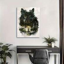 1pc Unique Soul Canvas Poster - Wooden Frame, Vibrant Scenery, Black Cat Print Artwork Printing - Waterproof And Odorless - Exquisite Gift For Wall Decoration, Adding Fun To Bedroom, Office, Bar, Living Room Walls, Perfect For Autumn Decoration - 黑色 - 查看 11