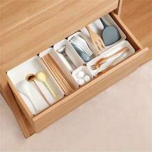 1 pièce Boîte de rangement de tiroir, organisateur de tiroir de bureau, boîte de rangement de tiroir de bureau en plastique transparent pour ustensiles de cuisine, fournitures de bureau et de papeterie
