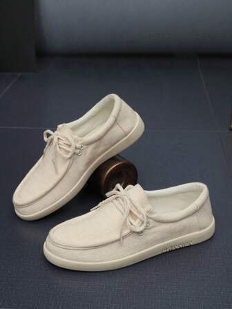 TOLLN 1 Pair Men's Linen Upper Rubber Sole Anti-Slip Durable Breathable Casual Sneakers
