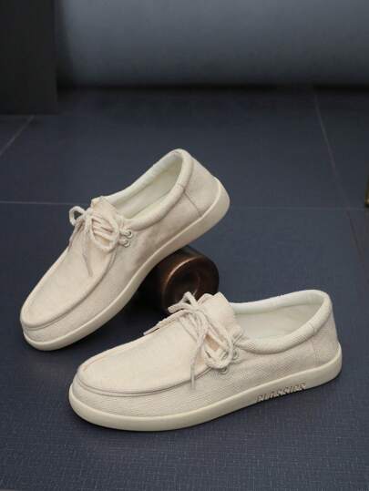 TOLLN زوج من أحذية الرجال الكاجوال ذات النسيج الكتاني مع نعل مطاطي مقاوم للإنزلاق، قابلة للتنفس وذات متانة