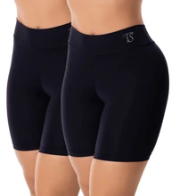 KIT 2 Shorts Second Skin Cos High Double Bermuda Anagua Shapewear Lingerie - 黑色 - 查看 1