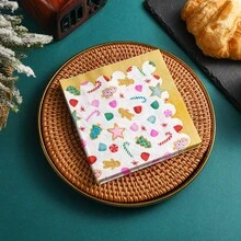 25*25cm 20 chiếc khăn ăn hai lớp in hình Giáng sinh nhiều màu, trang trí tiệc Giáng sinh và tiệc tại nhà, khăn giấy dùng một lần, Giáng sinh vui vẻ, - trắng - Xem 5