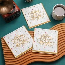 25*25cm 20 chiếc khăn ăn hai lớp in hình Giáng sinh nhiều màu, trang trí tiệc Giáng sinh và tiệc tại nhà, khăn giấy dùng một lần, Giáng sinh vui vẻ, - trắng - Xem 6