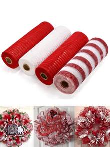 1 Roll, 10 Yards Sequin Mesh Ribbon - Holiday DIY Wreath And Bow Decoration, Suitable For Christmas And Party, Shiny Mesh, Suitable For Wedding Event Gift Wrapping And Giving, Christmas - Multicolor - View 1