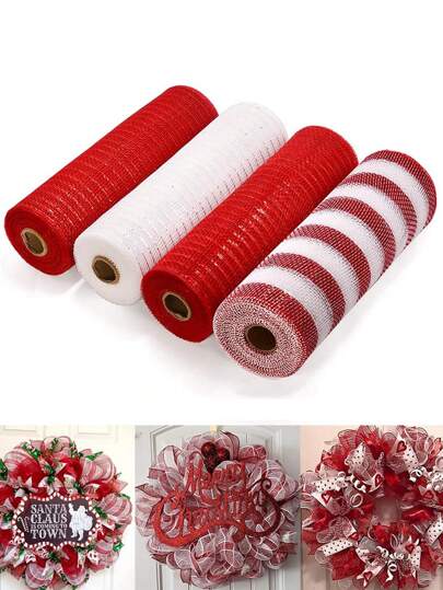1 Roll, 10 Yards Sequin Mesh Ribbon - Holiday DIY Wreath And Bow Decoration, Suitable For Christmas And Party, Shiny Mesh, Suitable For Wedding Event Gift Wrapping And Giving, Christmas