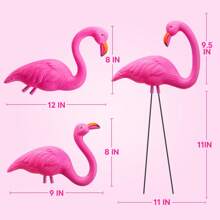 SYNCFUN 3 Pack Large Pink Flamingo Yard Decorations, Medium Plastic Lawn Flamingos Ornament Stakes, Flamingo Party Decor With Rubber Coating Metal Legs For Yard, Garden, Luau Party Gift (11in X 20in) - 粉色 - 查看 3