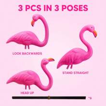 SYNCFUN 3 Pack Large Pink Flamingo Yard Decorations, Medium Plastic Lawn Flamingos Ornament Stakes, Flamingo Party Decor With Rubber Coating Metal Legs For Yard, Garden, Luau Party Gift (11in X 20in) - 粉色 - 查看 2