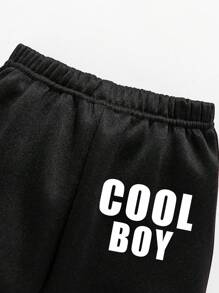 Young Boys Car Print Warm Sweatshirt And Pants Set - White - View 7