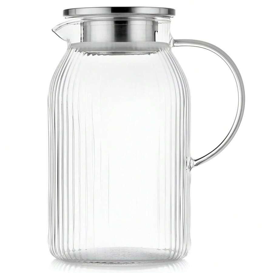 Jarra Twinkle de Vidro Borossilicato Canelado com Tampa em Aço Inox 1,5L - Fracalanza - Multicolorido - Visão 1