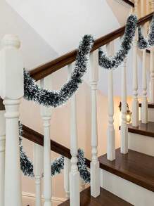 2 قطعة من شريط التنورة الفضي الأصطناعي الخاص بعيد الميلاد، إكليل معدني معلّق، ديكور عتبة المدفأة والسلالم والموسم، مستلزمات ديكور الأعياد