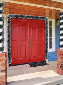 2 قطعة من شريط التنورة الفضي الأصطناعي الخاص بعيد الميلاد، إكليل معدني معلّق، ديكور عتبة المدفأة والسلالم والموسم، مستلزمات ديكور الأعياد