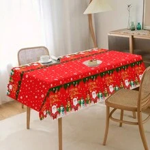 1 khăn trải bàn tiệc Giáng sinh, khăn trải bàn bằng polyester chống trượt bền, khăn trải bàn hình chữ nhật có thể giặt bằng máy, dùng để trang trí và ăn mừng ngày lễ, trang trí nhà cửa, quà tặng Giáng sinh - Nhiều màu - Xem 13