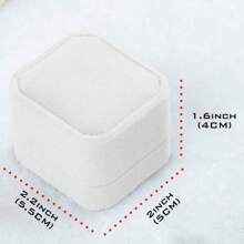 1pc White Velvet Ring Box Back To School,Room Decor - White - View 8