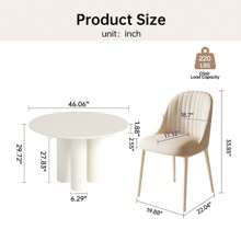 46.06" Cream White Dining Table Set With 2/4 Chairs, Modern Round Kitchen Table, Small Indoor End Table For Kitchen, Bar, Living Room, Small Space, Easy Assembly, Guyii - White - View 6