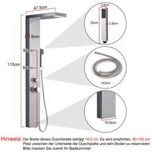 Froadp Shower Column Stainless Steel Shower System Rainfall Shower With Shower Head, Hand Shower, Massage Jets For Shower And Bath - Silver - View 9