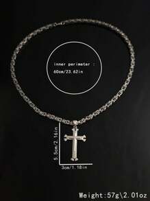 Minimalist 3-Layer Cross Pendant Necklace With Stainless Steel Chain, Fashionable Amulet Jewelry Party Accessory Gift - Necklace - View 2