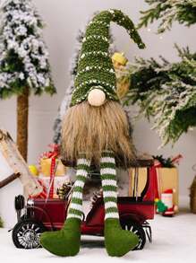 1 pieza Ornamento de muñeca sin rostro con sombrero de Navidad sentada, Enano de cabello en espiral Duende Rudolph Decoración de escritorio de Navidad, Decoración navideña, Decoración del hogar, Decoración de habitación, Decoración de fiesta temática de Navidad, Decoración de habitación, Decoración del hogar, Decoración de oficinas, Decoración de fiesta temática, Decoración navideña