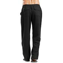 Pantalones de lino para hombres - Negro - Ver 5