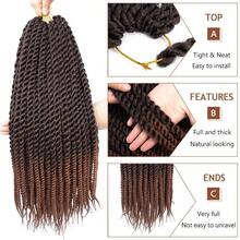 Cabelo de crochê torcido Havana 1/6 pacotes 12/72 fios 10/14/18 polegadas tranças de crochê cabelo de crochê torcido senegalês Jumbo tranças de crochê torcido Havana (10/14/18 polegadas (pacote de 1/6), T30 - Ombre marrom - Ver 3
